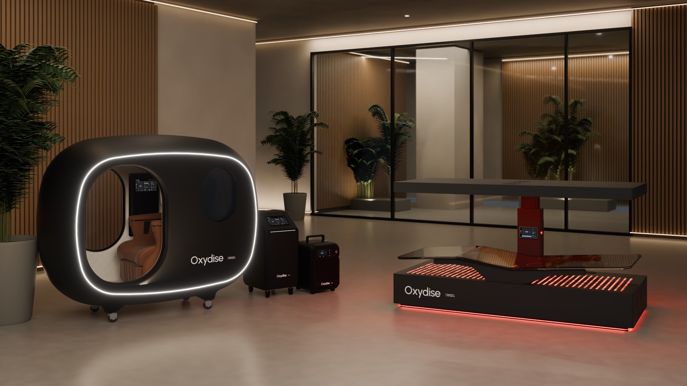 Blender wellness room visualisation with an Oxydise chamber and Red Light system